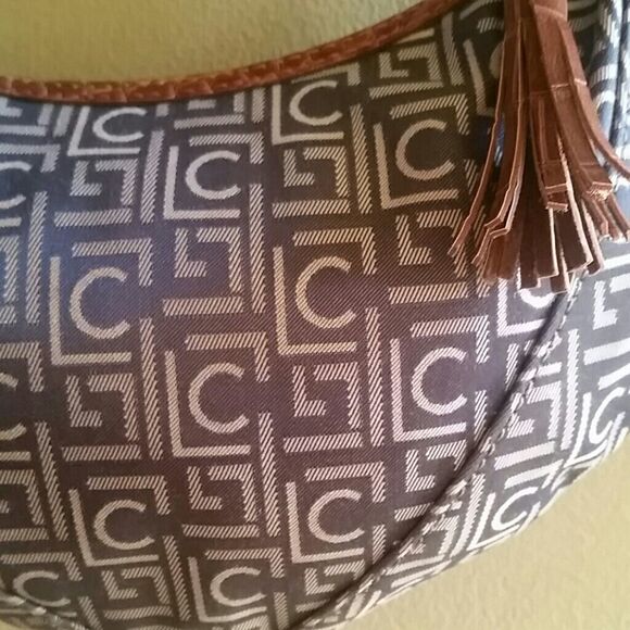 liz Claiborne Mini Shoulder Purse Leather and Canvas Bag - Picture 6 of 8